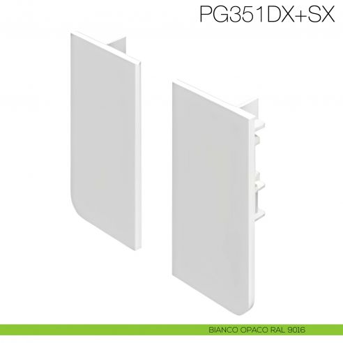 Coppia tappi terminali in PVC fresata 26 mm per profilo gola PG235 Gap Italia PG351DX+SX - bianco opaco RAL 9016
