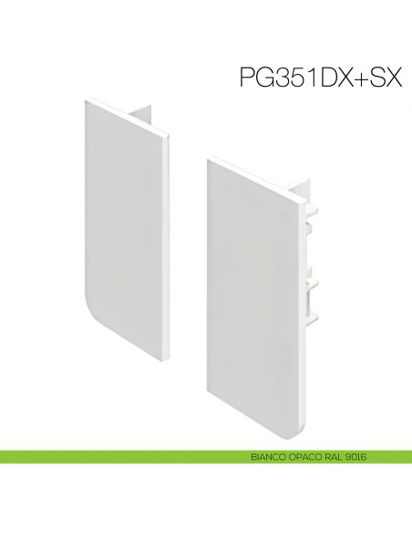 Coppia tappi terminali in PVC fresata 26 mm per profilo gola PG235 Gap Italia PG351DX+SX - bianco opaco RAL 9016