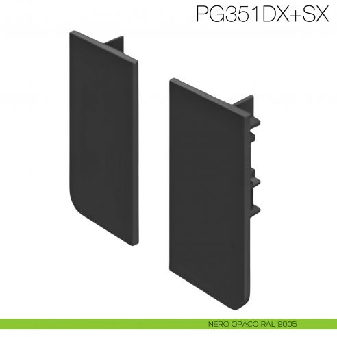 Coppia tappi terminali in PVC fresata 26 mm per profilo gola PG235 Gap Italia PG351DX+SX - nero opaco RAL 9005