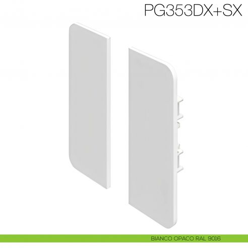 Coppia tappi terminali in PVC fresata 26 mm per profilo gola PG236 Gap Italia PG353 - bianco opaco RAL 9016