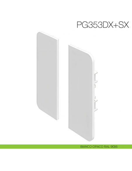 Coppia tappi terminali in PVC fresata 26 mm per profilo gola PG236 Gap Italia PG353 - bianco opaco RAL 9016
