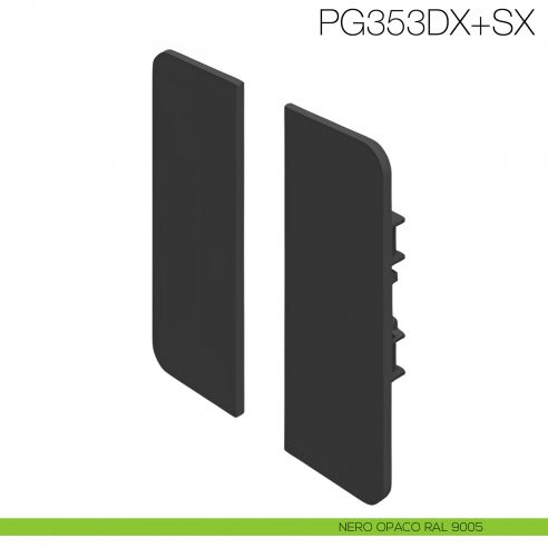 Coppia tappi terminali in PVC fresata 26 mm per profilo gola PG236 Gap Italia PG353 - nero opaco RAL 9005