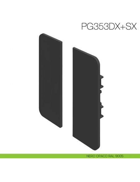 Coppia tappi terminali in PVC fresata 26 mm per profilo gola PG236 Gap Italia PG353 - nero opaco RAL 9005