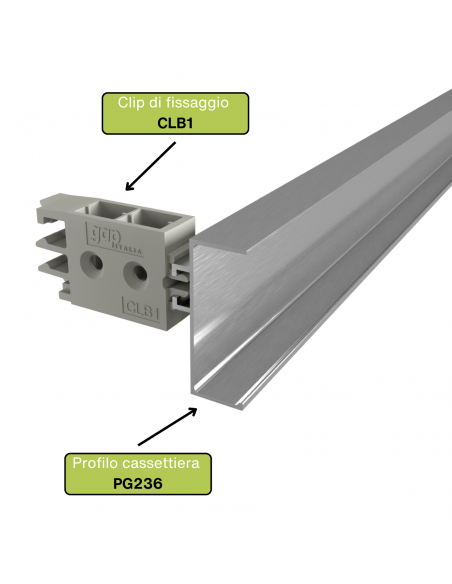 Profilo gola orizzontale e verticale in alluminio altezza 66 mm per cucina fissaggio con clip Gap Italia PG236