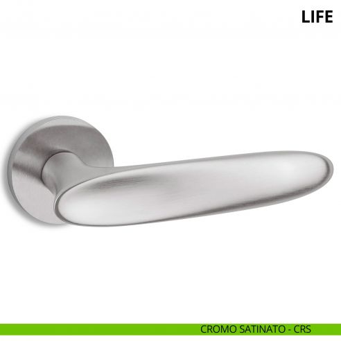 Maniglia per porta interna Life Ento rosetta tonda cromo satinato