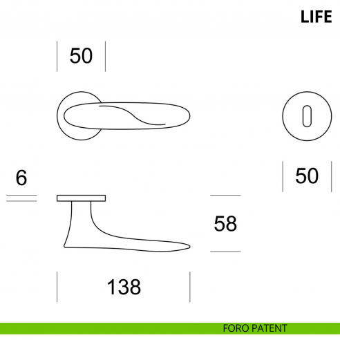 Maniglia per porta interna Life Ento rosetta tonda foro patent