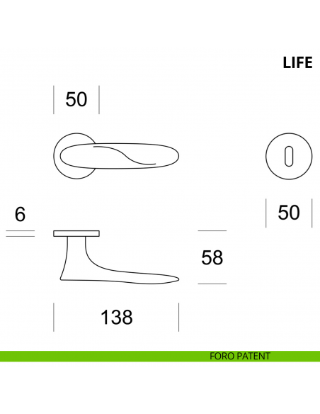 Maniglia per porta interna Life Ento rosetta tonda foro patent