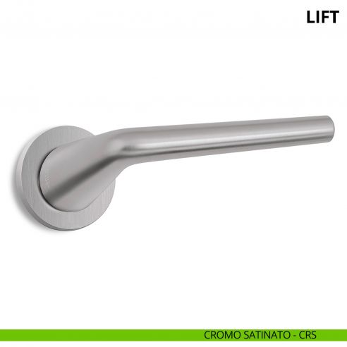 Maniglia per porta interna Lift Ento rosetta tonda cromo satinato