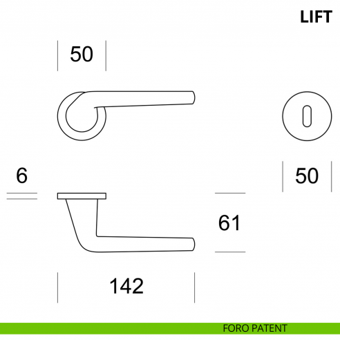 Maniglia per porta interna Lift Ento rosetta tonda foro patent
