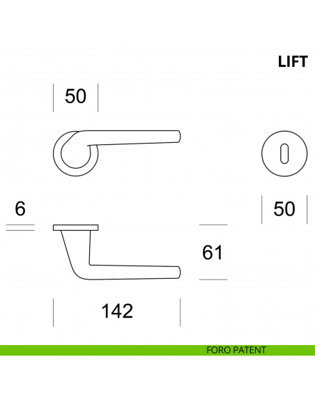 Maniglia per porta interna Lift Ento rosetta tonda foro patent