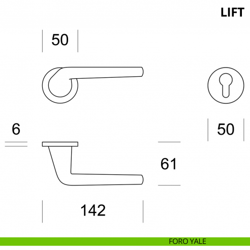 Maniglia per porta interna Lift Ento rosetta tonda foro yale