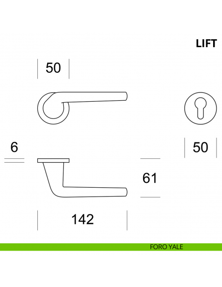 Maniglia per porta interna Lift Ento rosetta tonda foro yale