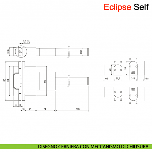 Kit cerniere a scomparsa con chiudiporta integrato AGB Eclipse Self portata 100 kg chiusura controllata