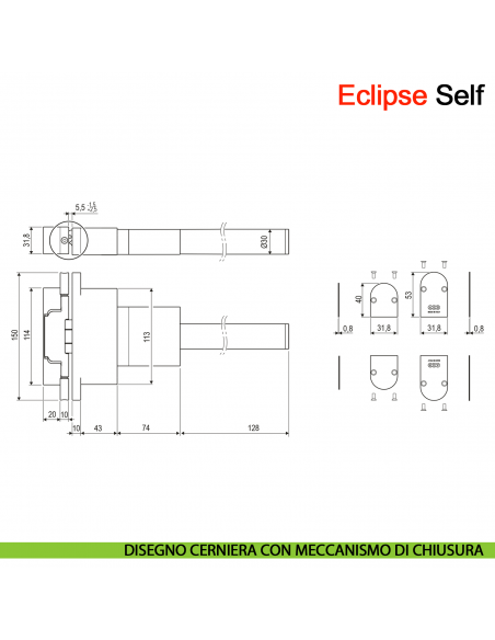 Kit cerniere a scomparsa con chiudiporta integrato AGB Eclipse Self portata 100 kg chiusura controllata