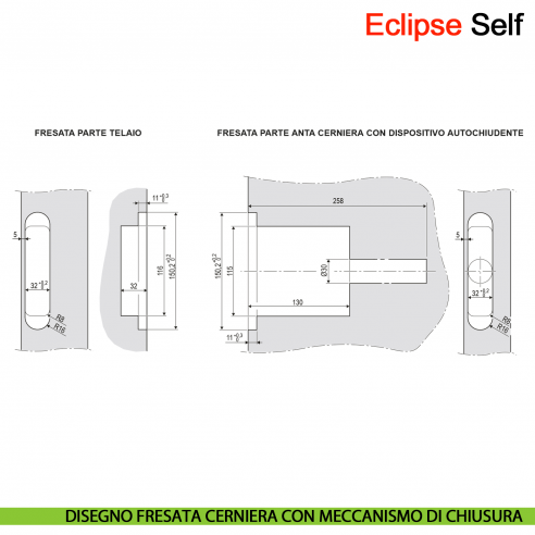 Kit cerniere a scomparsa con chiudiporta integrato AGB Eclipse Self portata 100 kg chiusura controllata
