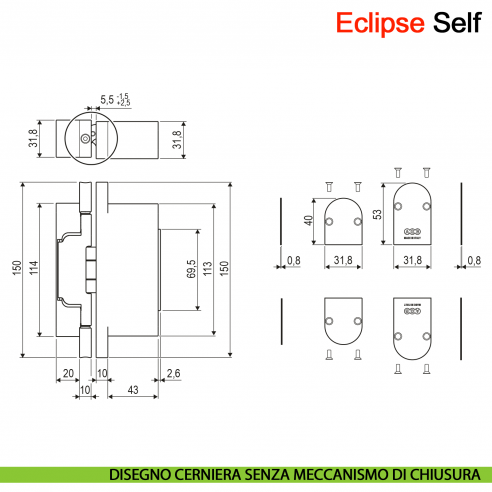 Cerniera a scomparsa AGB Eclipse Self portata 100 kg