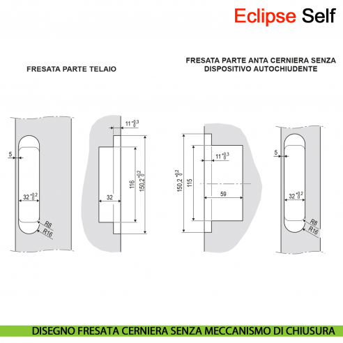 Cerniera a scomparsa AGB Eclipse Self portata 100 kg