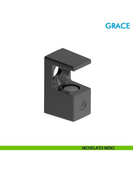 Reggimensola per vetro Ferramenta Livenza Grace spessore 5-6 mm con foro vite - nichelato nero