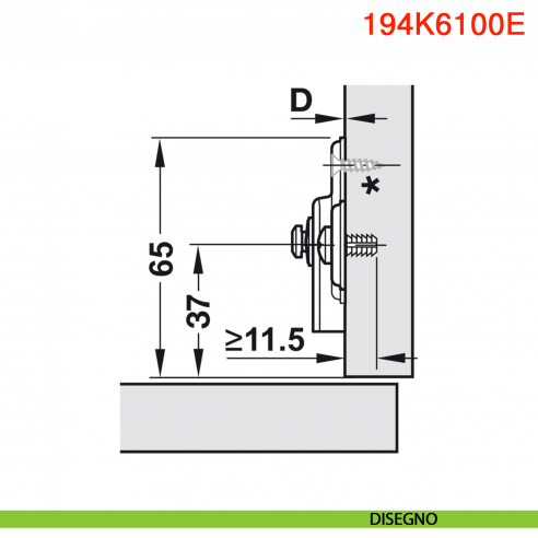 Basetta a croce Blum Modul per anta per frigorifero altezza 0 mm montaggio EXPANDO - disegno