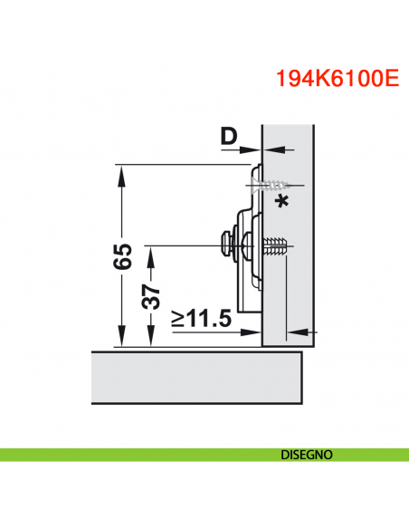 Basetta a croce Blum Modul per anta per frigorifero altezza 0 mm montaggio EXPANDO - disegno