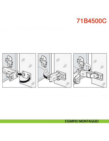 Cerniera per anta in vetro Blum 71B4500C Clip Top Blumotion ammortizzata apertura 110 gradi