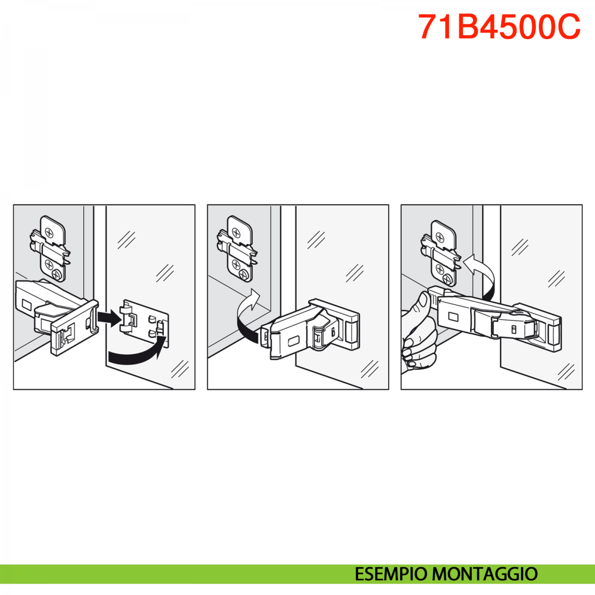 Cerniera Per Ante In Alluminio Blum 71T960A Clip Top Mezza Battuta Apertura 95 Gradi - Foto 4