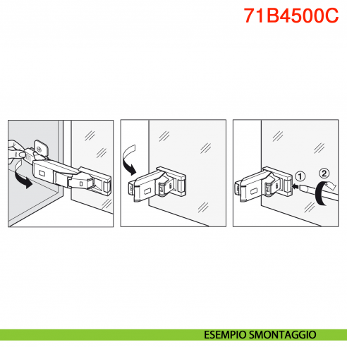 Cerniera per anta in vetro Blum 71B4500C Clip Top Blumotion ammortizzata apertura 110 gradi