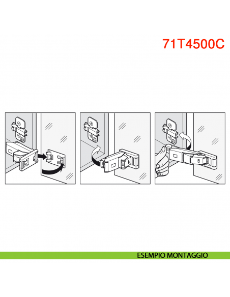 Cerniera per anta in vetro Blum 71T4500C Clip Top con molla apertura 110 gradi