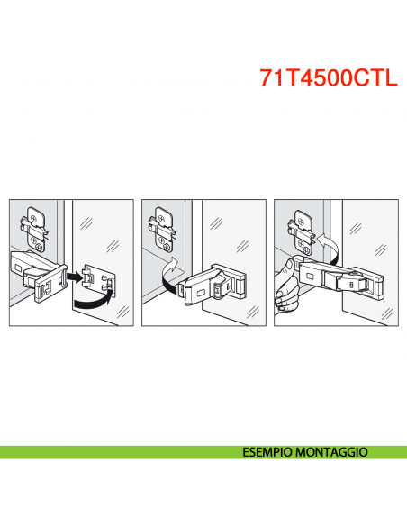 Cerniera per anta in vetro Blum 70T4500CTL Clip Top senza molla apertura 110 gradi