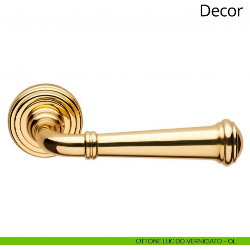 Maniglia per porta interna Decor Linea Calì rosetta tonda oro lucido