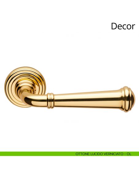 Maniglia per porta interna Decor Linea Calì rosetta tonda oro lucido