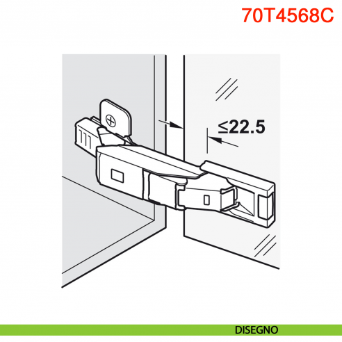Piastrina portafondello per anta in vetro Blum 70T4568C da incollare nichelato opaco - disegno
