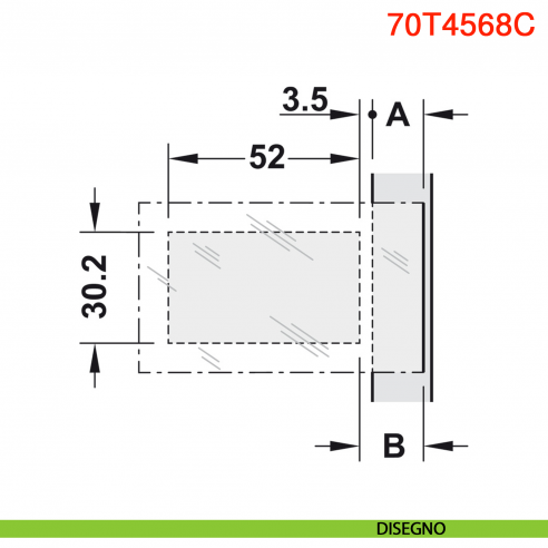 Piastrina portafondello per anta a specchio Blum 70T4568C da incollare nichelato speciale - disegno
