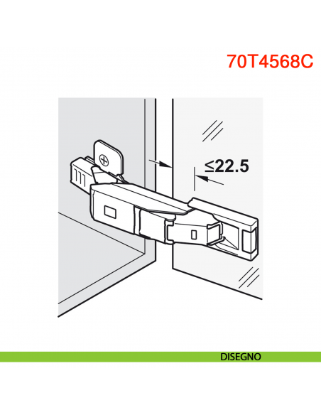Piastrina portafondello per anta a specchio Blum 70T4568C da incollare nichelato speciale - disegno