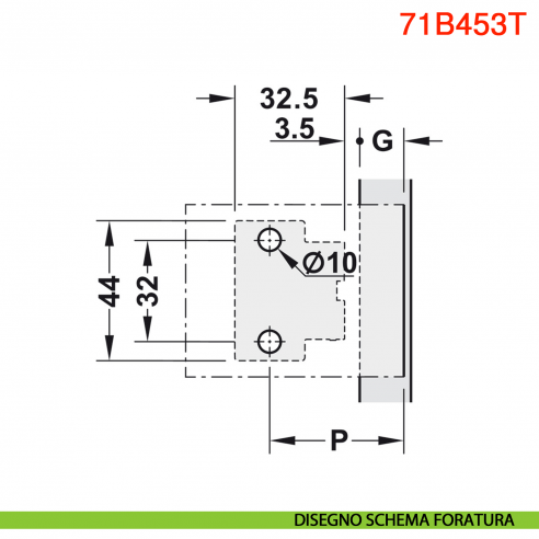 Cerniera Blum 71B453T Clip Top Blumotion ammortizzata per anta sottile spessore da 8-14 mm fissaggio EXPANDO T