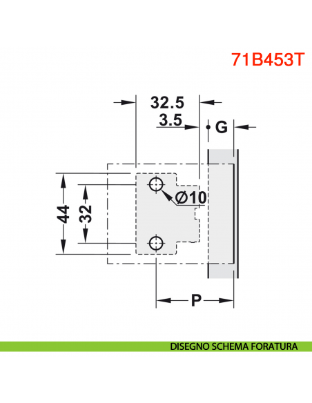 Cerniera Blum 71B453T Clip Top Blumotion ammortizzata per anta sottile spessore da 8-14 mm fissaggio EXPANDO T