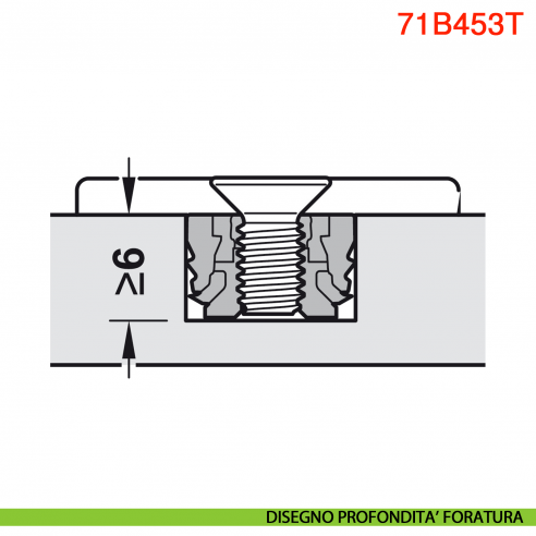 Cerniera Blum 71B453T Clip Top Blumotion ammortizzata per anta sottile spessore da 8-14 mm fissaggio EXPANDO T