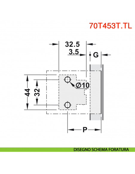 Cerniera Blum 70T453T.TL Clip Top senza molla per anta sottile spessore da 8-14 mm fissaggio EXPANDO T