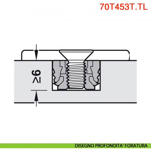 Cerniera Blum 70T453T.TL Clip Top senza molla per anta sottile spessore da 8-14 mm fissaggio EXPANDO T