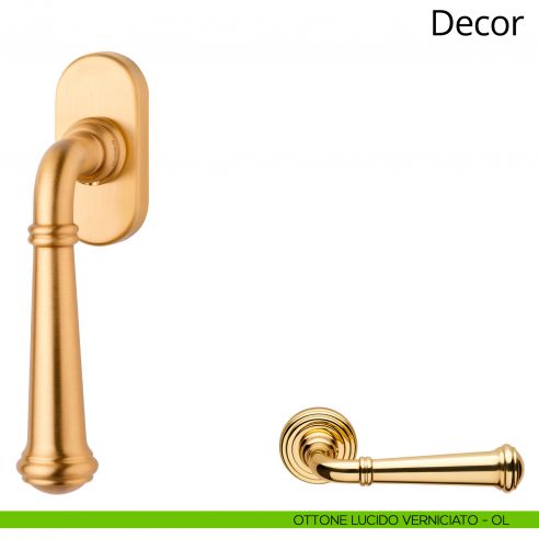 Maniglia per finestra martellina DK Decor Linea Calì ottone lucido verniciato