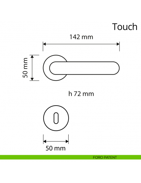 Maniglia per porta interna Touch Zincral Linea Calì rosetta tonda foro patent