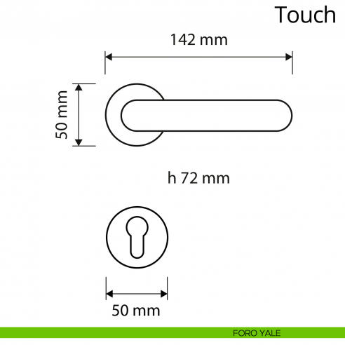 Maniglia per porta interna Touch Zincral Linea Calì rosetta tonda foro yale