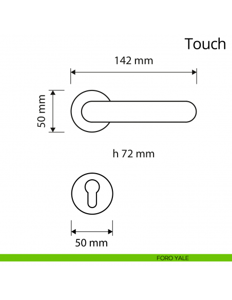 Maniglia per porta interna Touch Zincral Linea Calì rosetta tonda foro yale