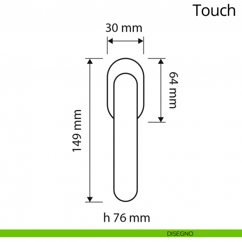 Maniglia per finestra martellina DK Touch Zincral Linea Calì disegno