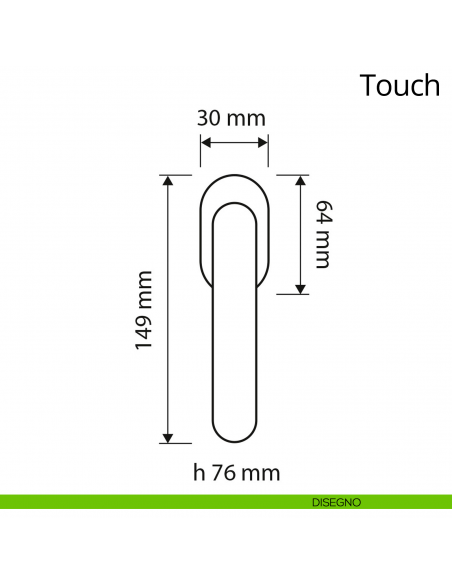 Maniglia per finestra martellina DK Touch Zincral Linea Calì disegno