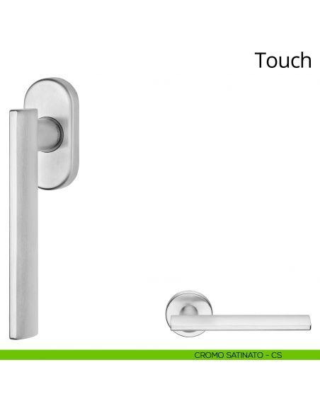 Maniglia per finestra martellina DK Touch Zincral Linea Calì cromo satinato
