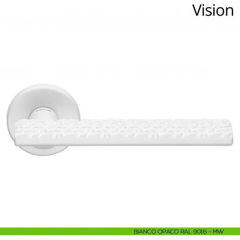 Maniglia per porta interna Vision Zincral Linea Calì rosetta tonda bianco