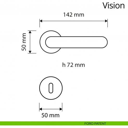 Maniglia per porta interna Vision Zincral Linea Calì rosetta tonda foro patent