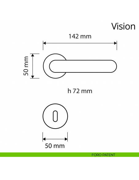 Maniglia per porta interna Vision Zincral Linea Calì rosetta tonda foro patent