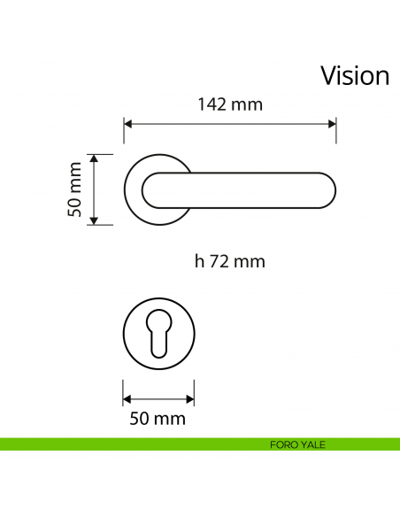 Maniglia per porta interna Vision Zincral Linea Calì rosetta tonda foro yale